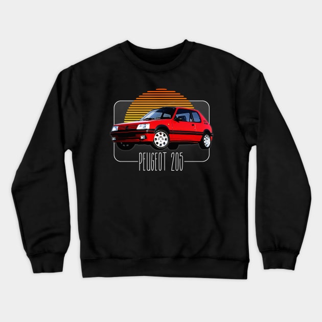 Peugeot 205 / Retro 80s Style Fan Design Crewneck Sweatshirt by DankFutura